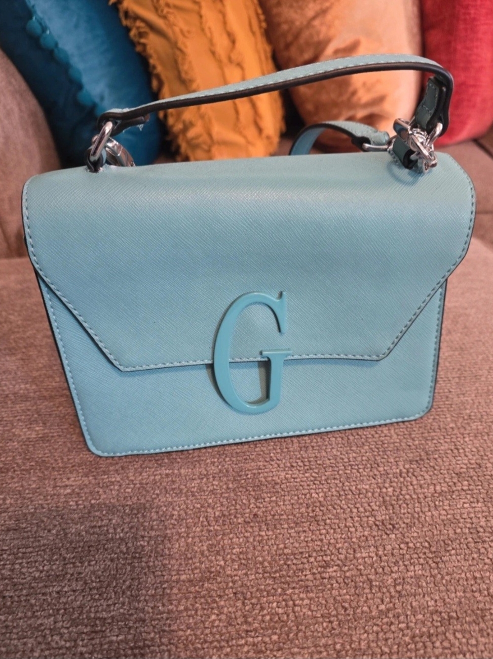 Guess Small Top-Handle Satchel in Light Blue